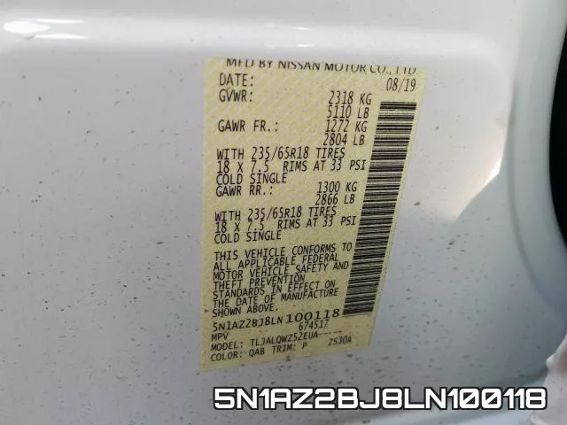 5N1AZ2BJ8LN100118 фото 2