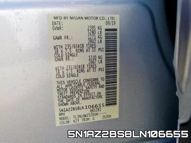 5N1AZ2BS8LN106655 фото 2