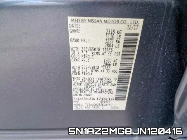 5N1AZ2MG8JN120416 фото 2