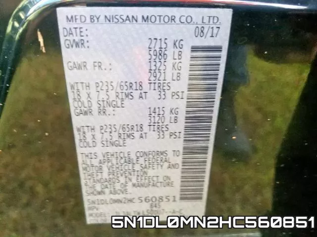 5N1DL0MN2HC560851 фото 2
