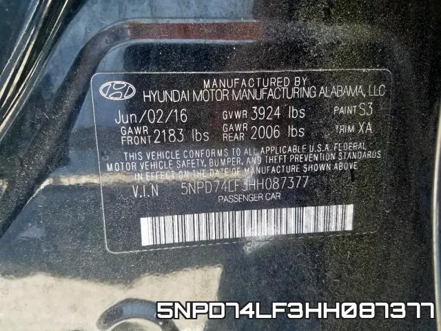 5NPD74LF3HH087377 фото 2