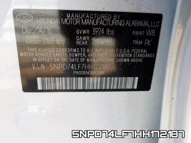5NPD74LF7HH172187 фото 2