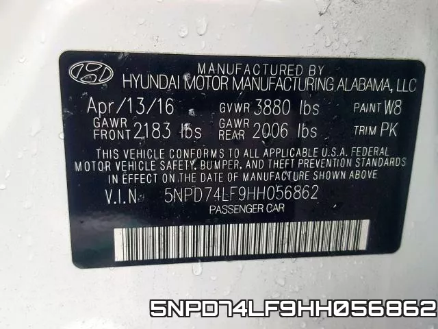 5NPD74LF9HH056862 фото 2