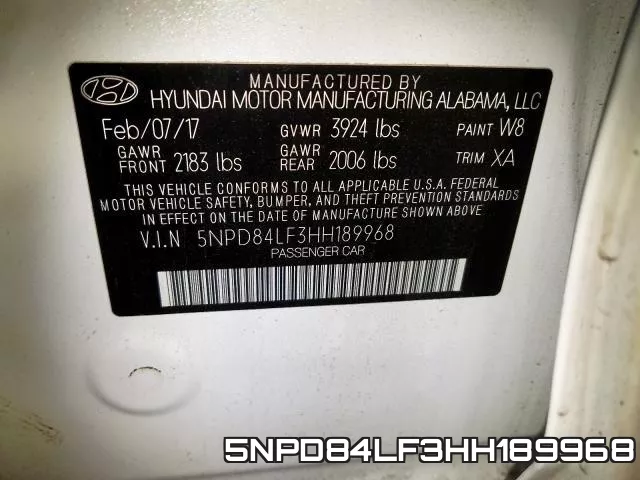 5NPD84LF3HH189968 фото 2