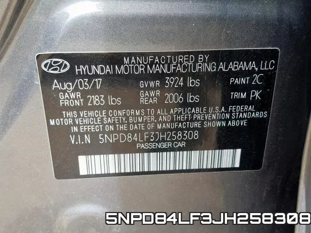 5NPD84LF3JH258308 фото 2