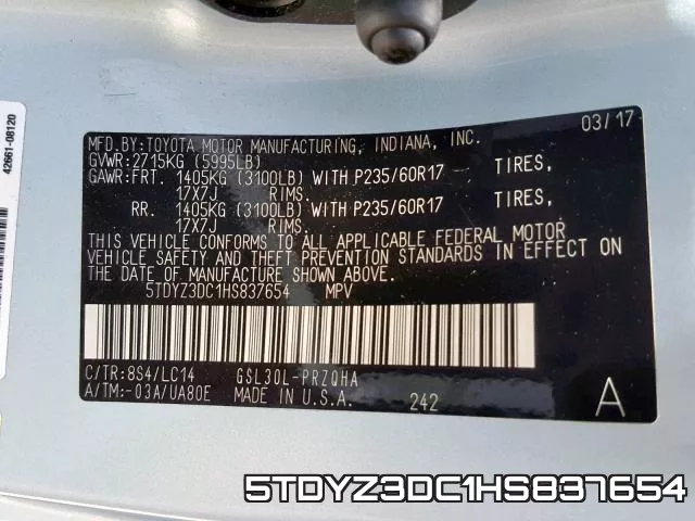 5TDYZ3DC1HS837654 фото 2
