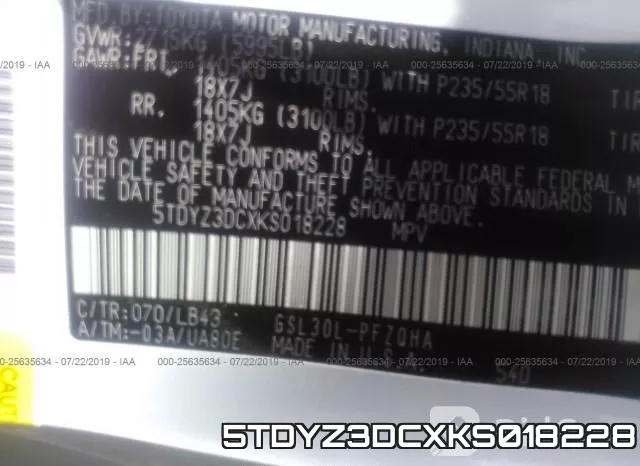 5TDYZ3DCXKS018228 фото 10