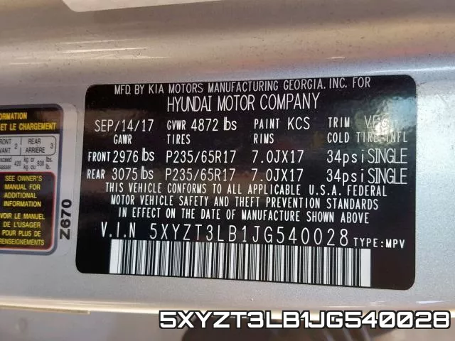 5XYZT3LB1JG540028 фото 2