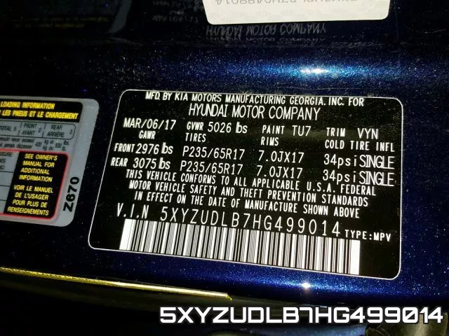 5XYZUDLB7HG499014 фото 2