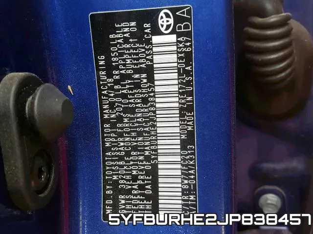 5YFBURHE2JP838457 фото 2