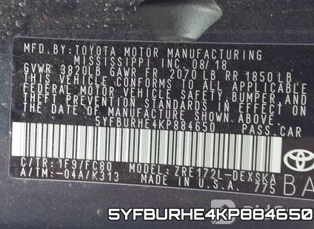 5YFBURHE4KP884650 фото 10