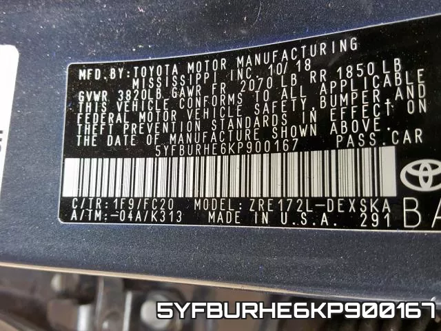 5YFBURHE6KP900167 фото 2