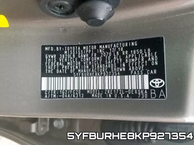 5YFBURHE8KP927354 фото 2