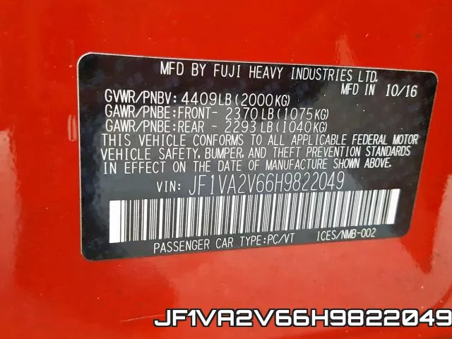 JF1VA2V66H9822049 фото 2
