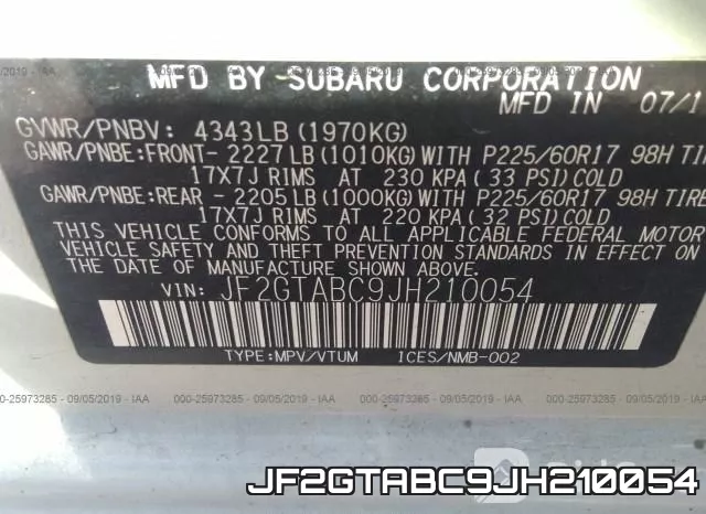 JF2GTABC9JH210054 фото 10