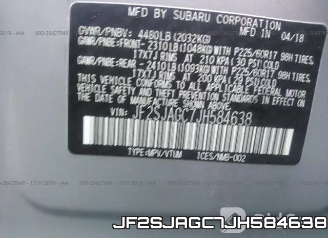 JF2SJAGC7JH584638 фото 9