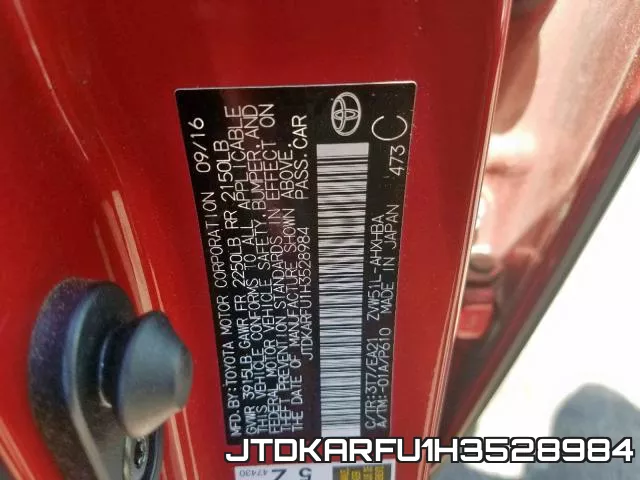 JTDKARFU1H3528984 фото 2
