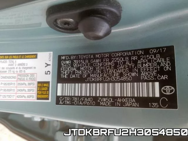 JTDKBRFU2H3054850 фото 2