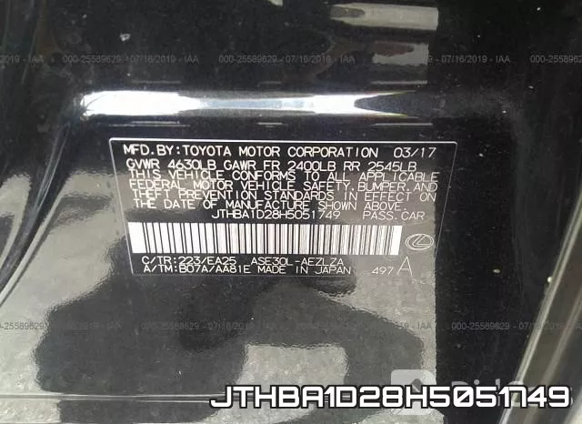 JTHBA1D28H5051749 фото 10