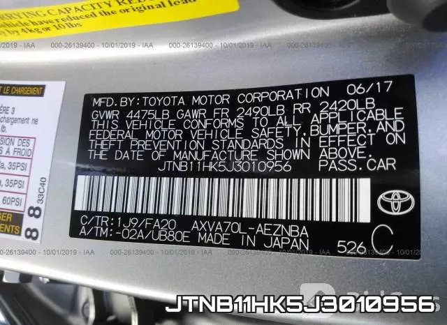JTNB11HK5J3010956 фото 10