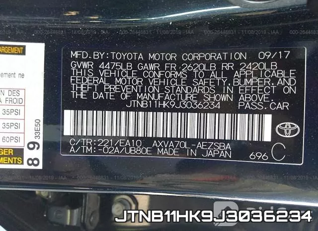 JTNB11HK9J3036234 фото 10