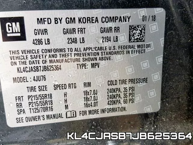 KL4CJASB7JB625364 фото 2
