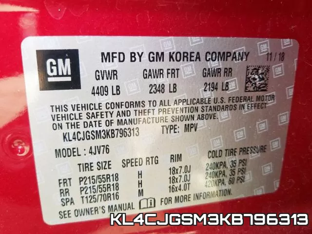 KL4CJGSM3KB796313 фото 2