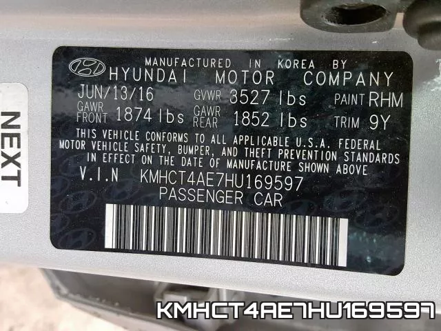 KMHCT4AE7HU169597 фото 2