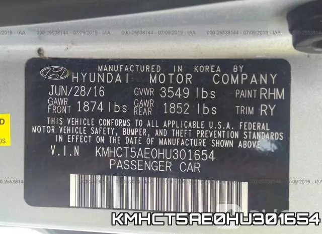 KMHCT5AE0HU301654 фото 10