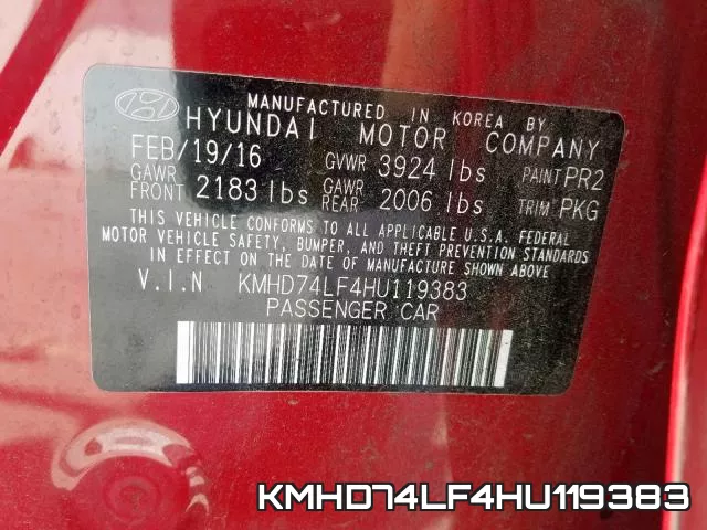KMHD74LF4HU119383 фото 2