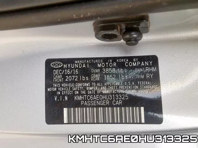 KMHTC6AE0HU313325 фото 2