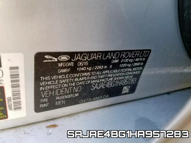 SAJAE4BG1HA957283 фото 2