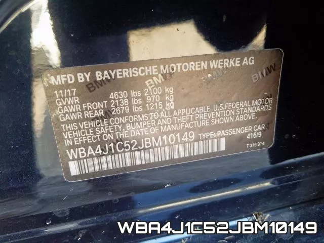 WBA4J1C52JBM10149 фото 2