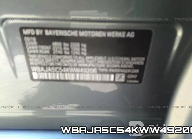 WBAJA5C54KWW49206 фото 10