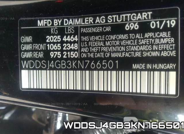 WDDSJ4GB3KN766501 фото 10