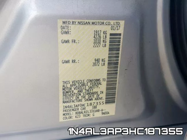 1N4AL3AP3HC187355 фото 2