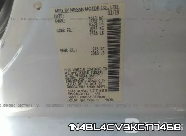 1N4BL4CV3KC177468 фото 10