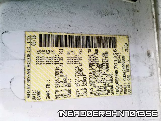 1N6AD0ER9HN701356 фото 2