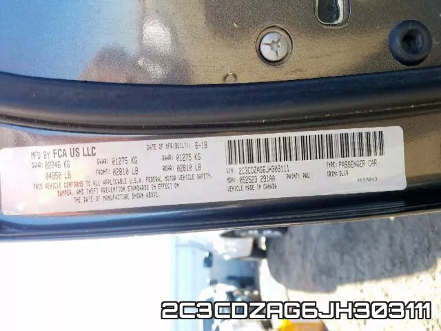 2C3CDZAG6JH303111 фото 2