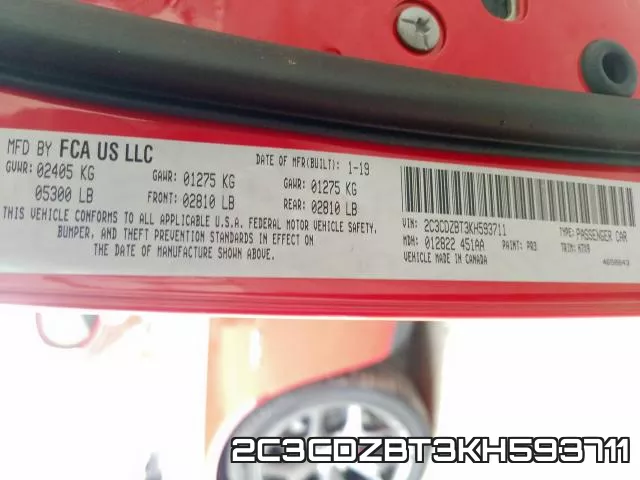 2C3CDZBT3KH593711 фото 2