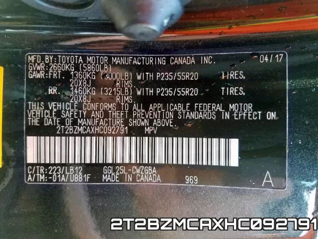2T2BZMCAXHC092791 фото 2