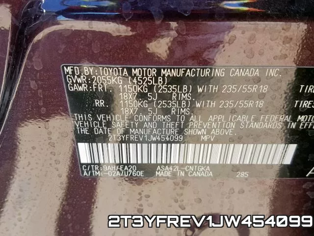 2T3YFREV1JW454099 фото 2