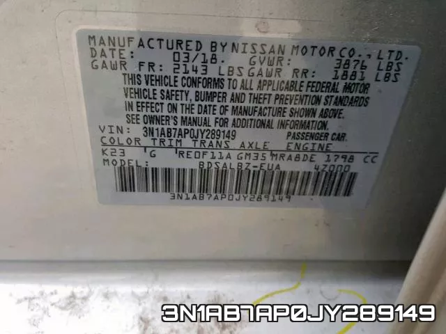 3N1AB7AP0JY289149 фото 2