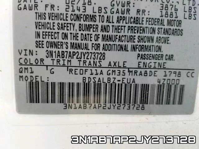 3N1AB7AP2JY273728 фото 2