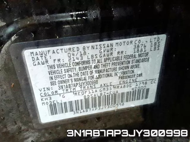 3N1AB7AP3JY300998 фото 2