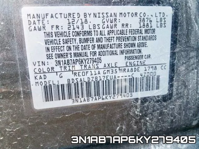 3N1AB7AP6KY279405 фото 2