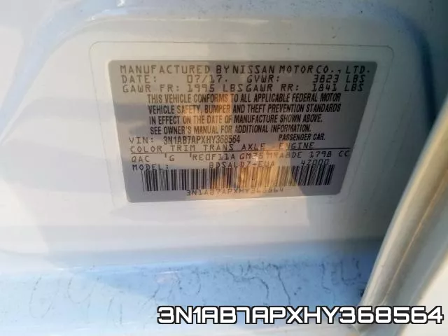 3N1AB7APXHY368564 фото 2