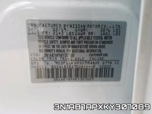 3N1AB7APXKY307089 фото 2