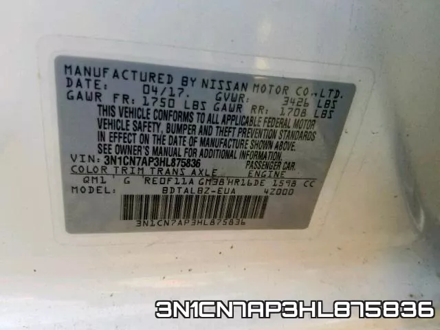 3N1CN7AP3HL875836 фото 2