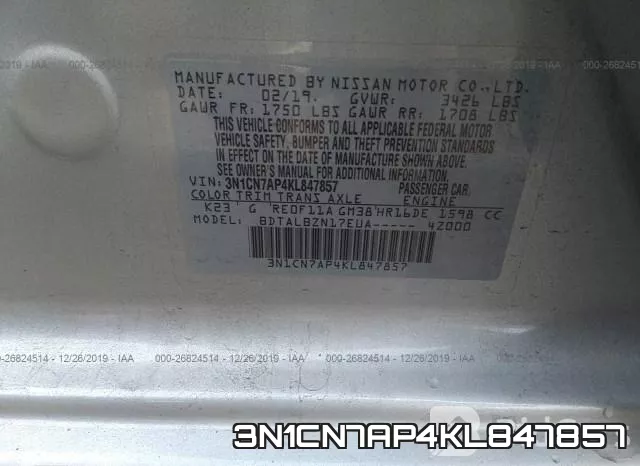 3N1CN7AP4KL847857 фото 10
